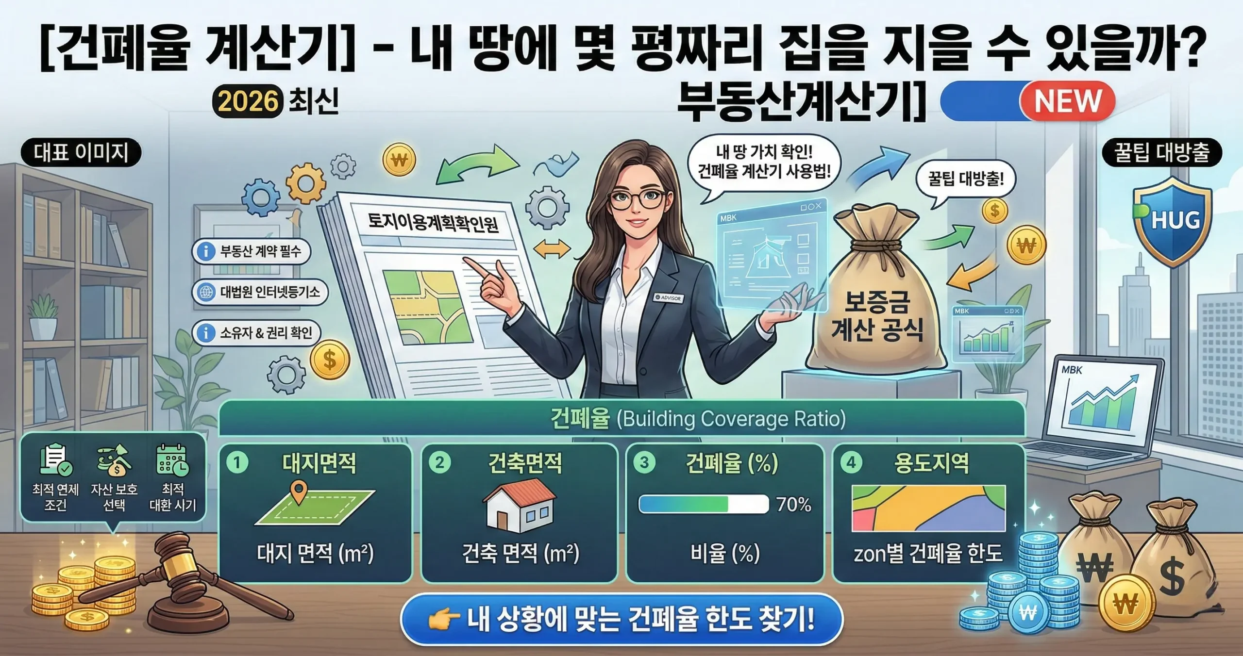 건폐율 계산기 – 내 땅에 몇 평짜리 집을 지을 수 있을까? [부동산계산기]