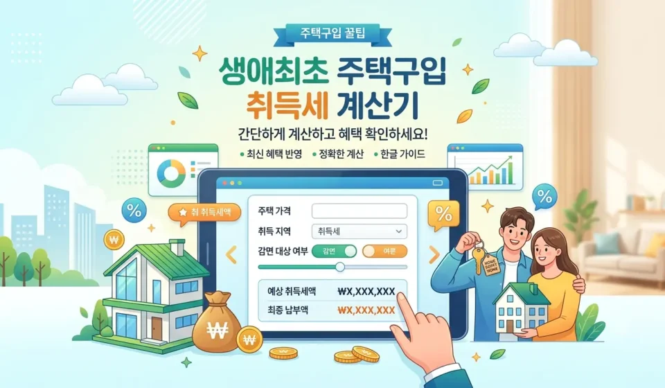 생애최초 주택구입 취득세 계산기 - 부동산 계산기
