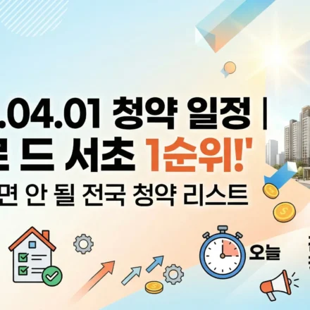 2026.04.01 청약 일정 아크로드서초 청약 1순위! 오늘 놓치면 안 될 전국 청약 리스트