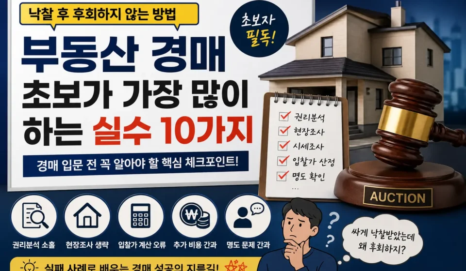 부동산 경매 초보가 가장 많이 하는 실수를 설명하는 대표 이미지