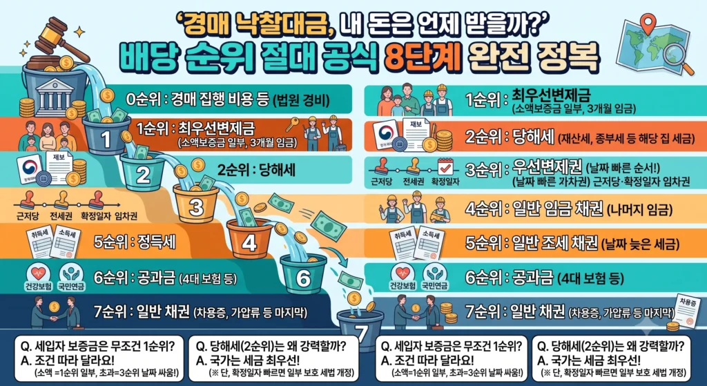 경매 낙찰대금 순위, 내 돈은 언제 받을까? 배당 순위 8단계 공식