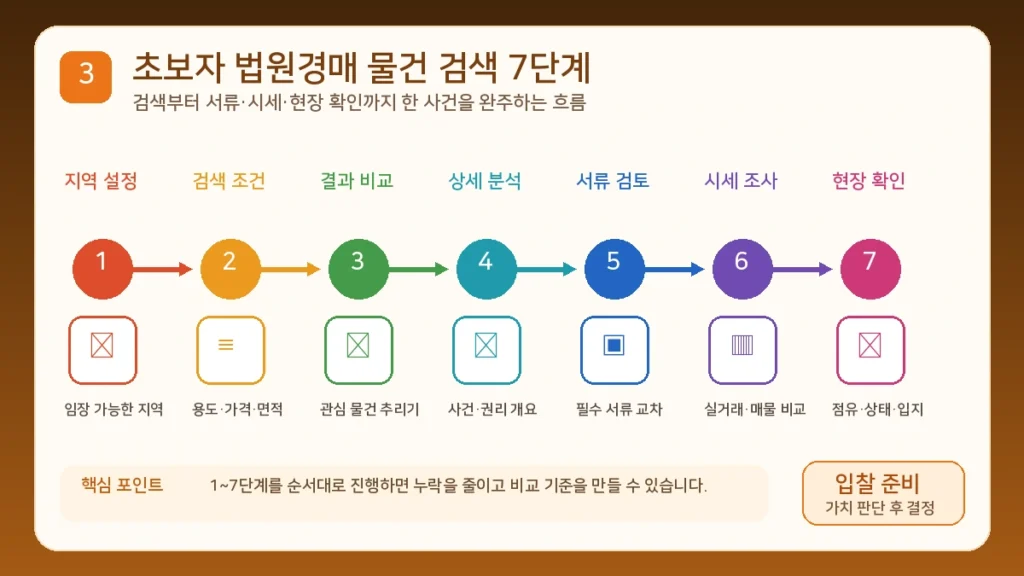 초보자 법원경매 물건 검색 7단계