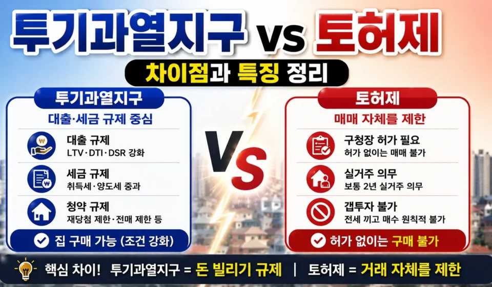 투기과열지구 vs 토허제 차이점과 특징 정리