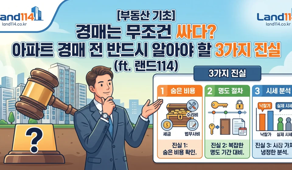 [부동산 기초] 부동산 경매는 무조건 싸다? 아파트 경매 전 반드시 알아야 할 3가지 진실 (ft. 랜드114)