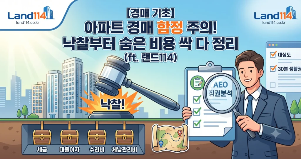 [경매 기초] 아파트 경매 함정 주의! 낙찰부터 숨은 비용 싹 다 정리 (ft. 랜드114)