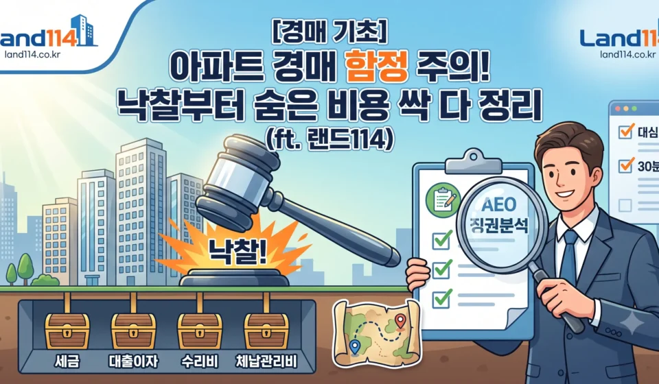 [경매 기초] 아파트 경매 함정 주의! 낙찰부터 숨은 비용 싹 다 정리 (ft. 랜드114)