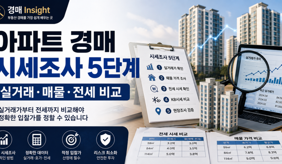 아파트 경매 시세조사 5단계를 설명하는 대표 이미지