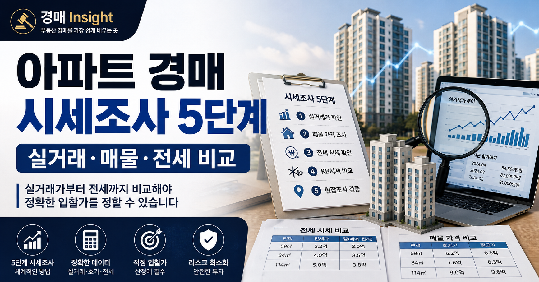 아파트 경매 시세조사 5단계를 설명하는 대표 이미지