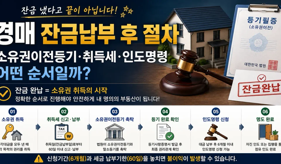 경매 잔금납부 후 절차 소유권이전등기 취득세 인도명령