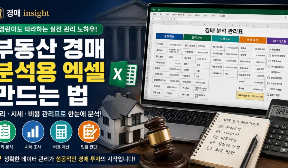 경매 분석용 엑셀 체크리스트를 구성하는 대표 이미지