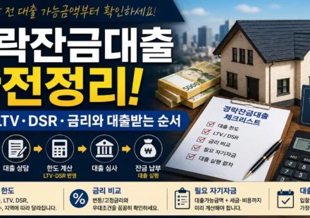 경락잔금대출 한도 LTV DSR 금리와 대출받는 순서