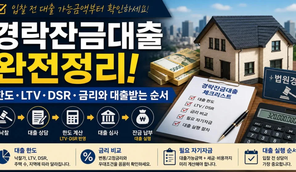경락잔금대출 한도 LTV DSR 금리와 대출받는 순서