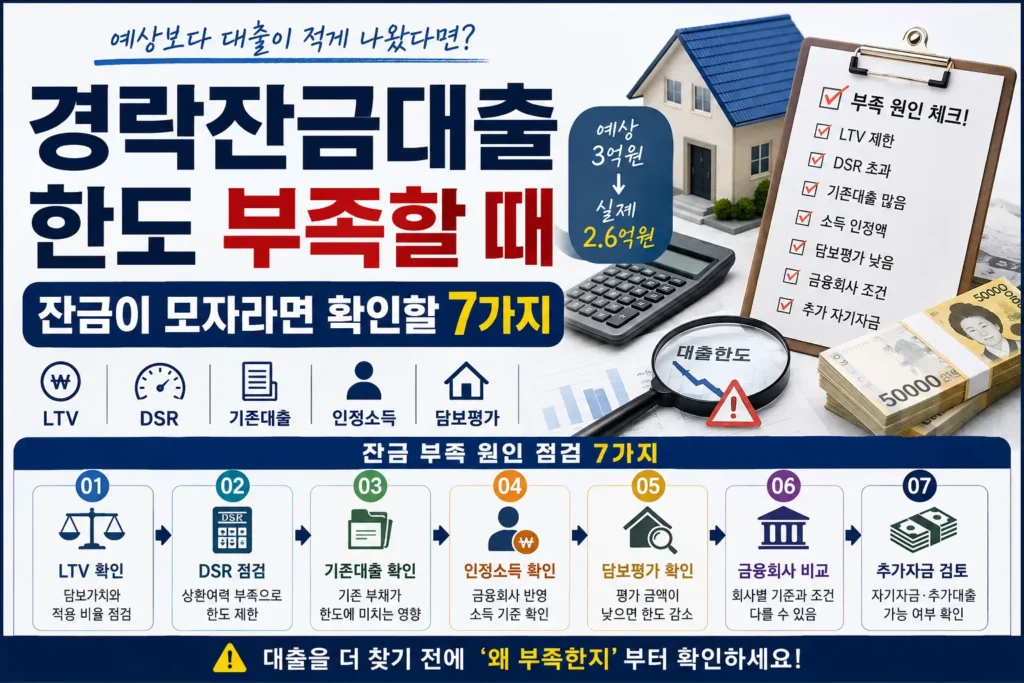 경락잔금대출 한도 부족 잔금이 모자랄 때 확인할 사항