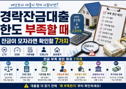 경락잔금대출 한도 부족 잔금이 모자랄 때 확인할 사항