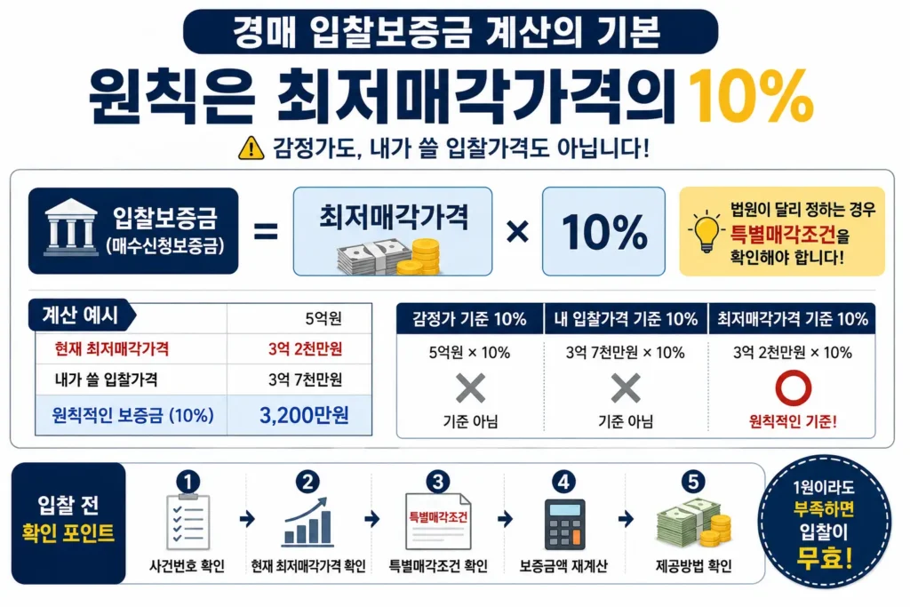 경매 입찰보증금 10% 20% 특별매각조건 확인