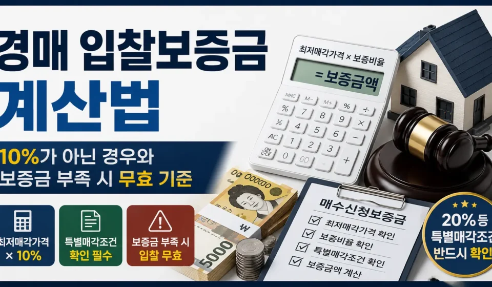 경매 입찰보증금 계산법 10% 20% 매수신청보증금