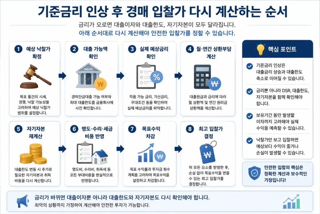 기준금리 2.75% 인상 후 경락잔금대출과 경매 입찰가를 다시 계산하는 순서