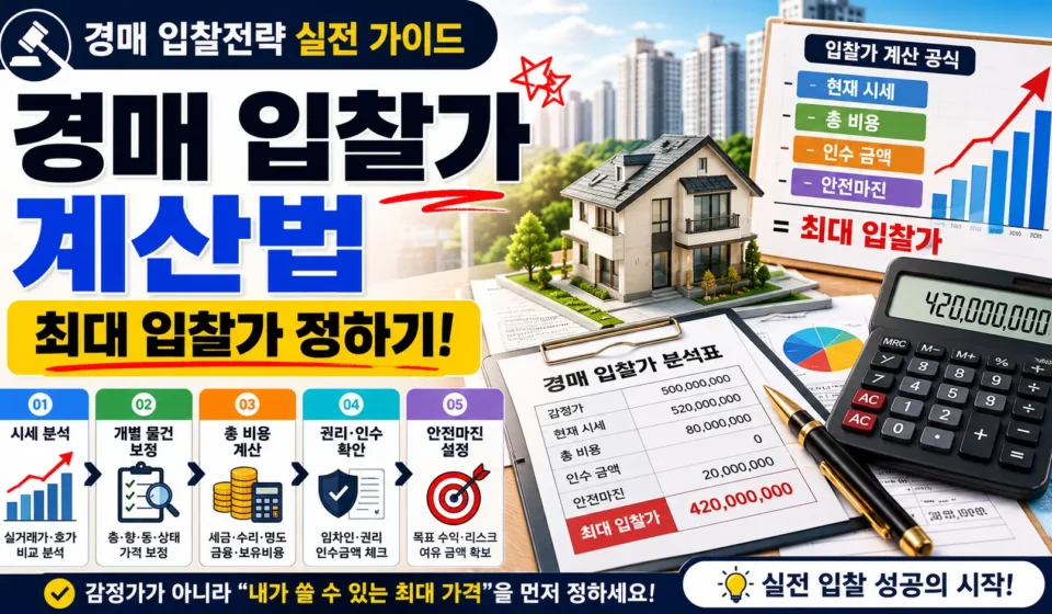 경매 입찰가 계산법으로 시세 비용 안전마진을 이용해 최대 입찰가를 계산하는 방법