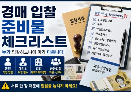경매 입찰 준비물 본인 대리인 법인 공동입찰 서류 체크리스트