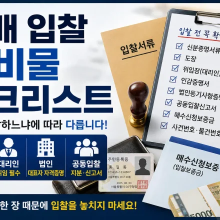 경매 입찰 준비물 본인 대리인 법인 공동입찰 서류 체크리스트