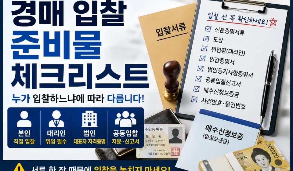 경매 입찰 준비물 본인 대리인 법인 공동입찰 서류 체크리스트