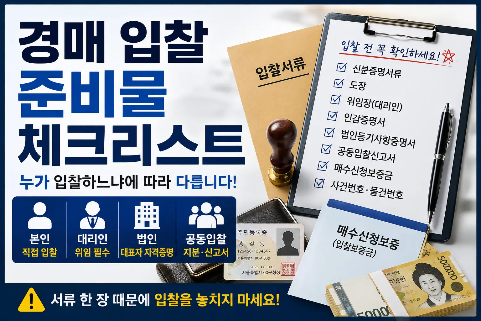 경매 입찰 준비물 본인 대리인 법인 공동입찰 서류 체크리스트