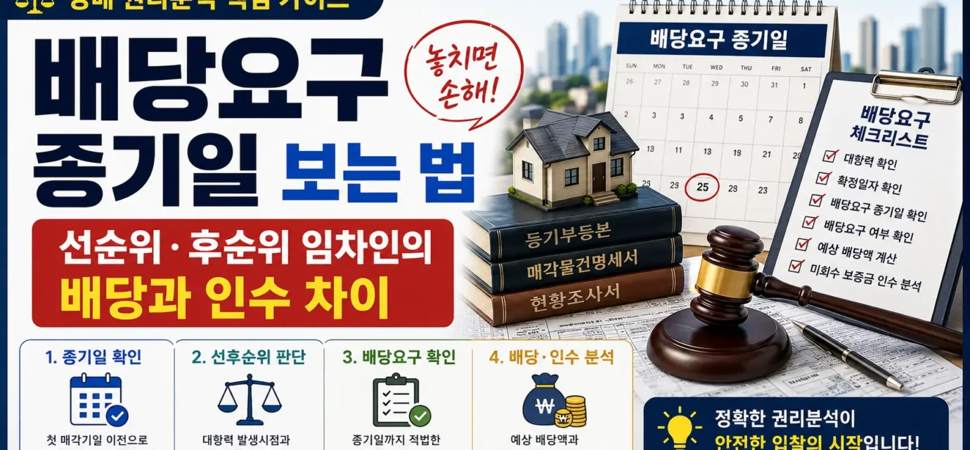 경매 배당요구 종기일과 선순위 후순위 임차인의 배당 및 보증금 인수 차이