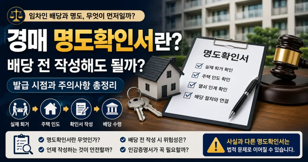 경매 명도확인서 임차인 배당 전 발급 시점과 주의사항