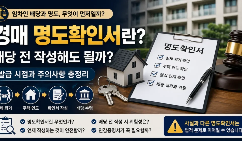 경매 명도확인서 임차인 배당 전 발급 시점과 주의사항
