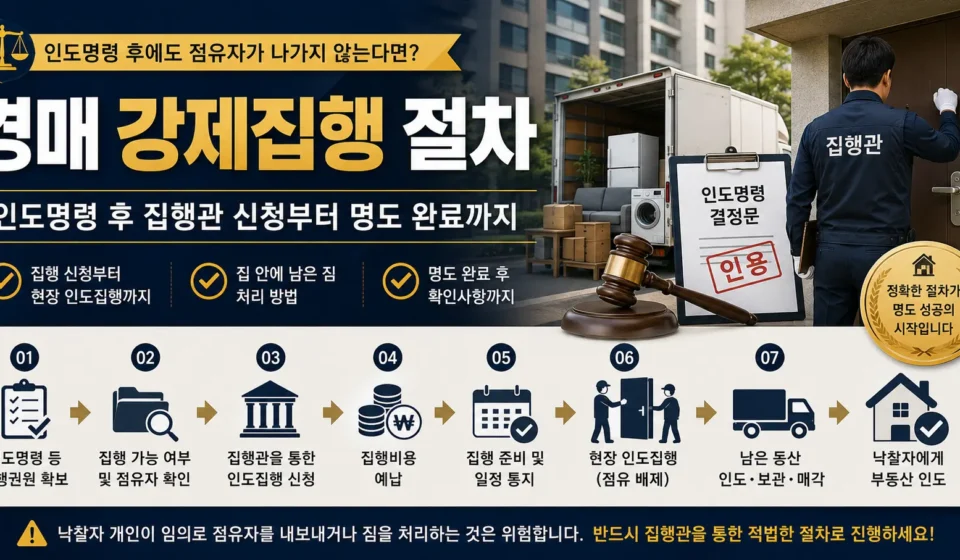 경매 강제집행 절차 인도명령 후 집행관 신청부터 명도 완료까지