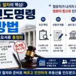 경매 명도 절차와 점유자 협의 인도명령 강제집행 순서를 설명하는 인포그래픽