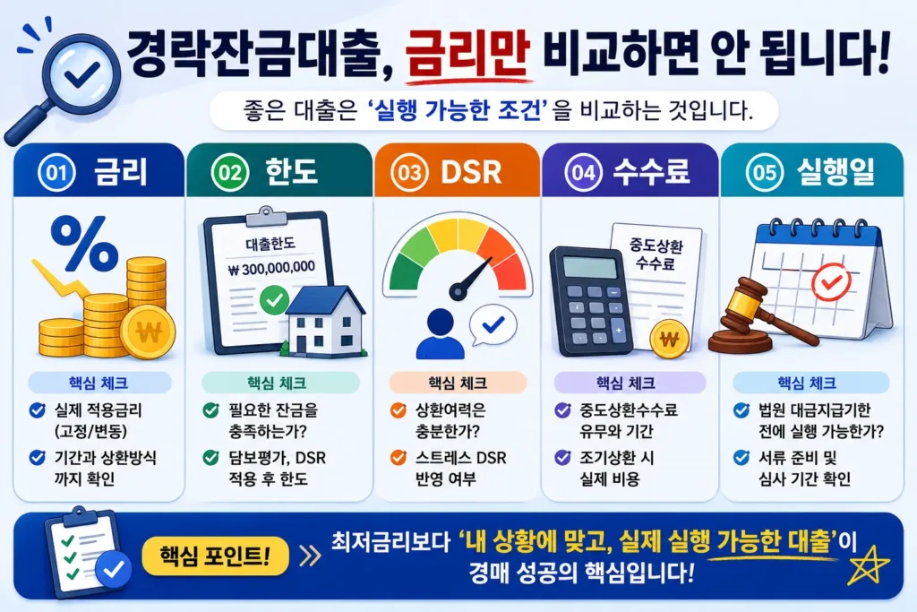 은행 2금융권 경락잔금대출 비교 체크리스트