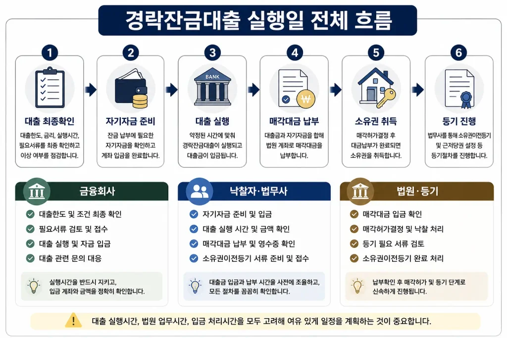 경락잔금대출 실행일 순서