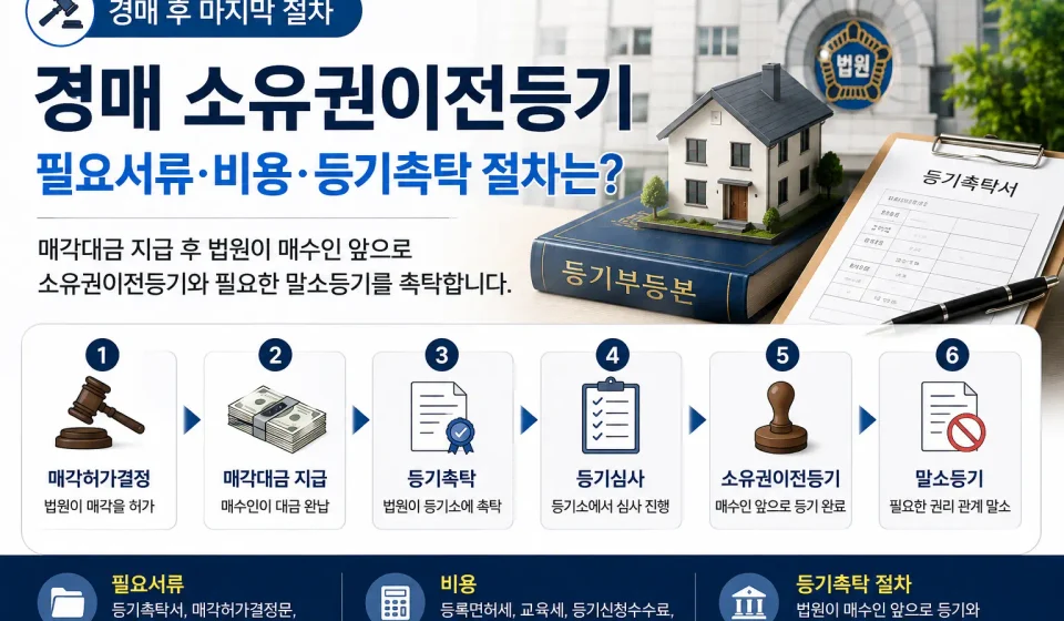 경매 소유권이전등기 절차 필요서류 비용 등기촉탁