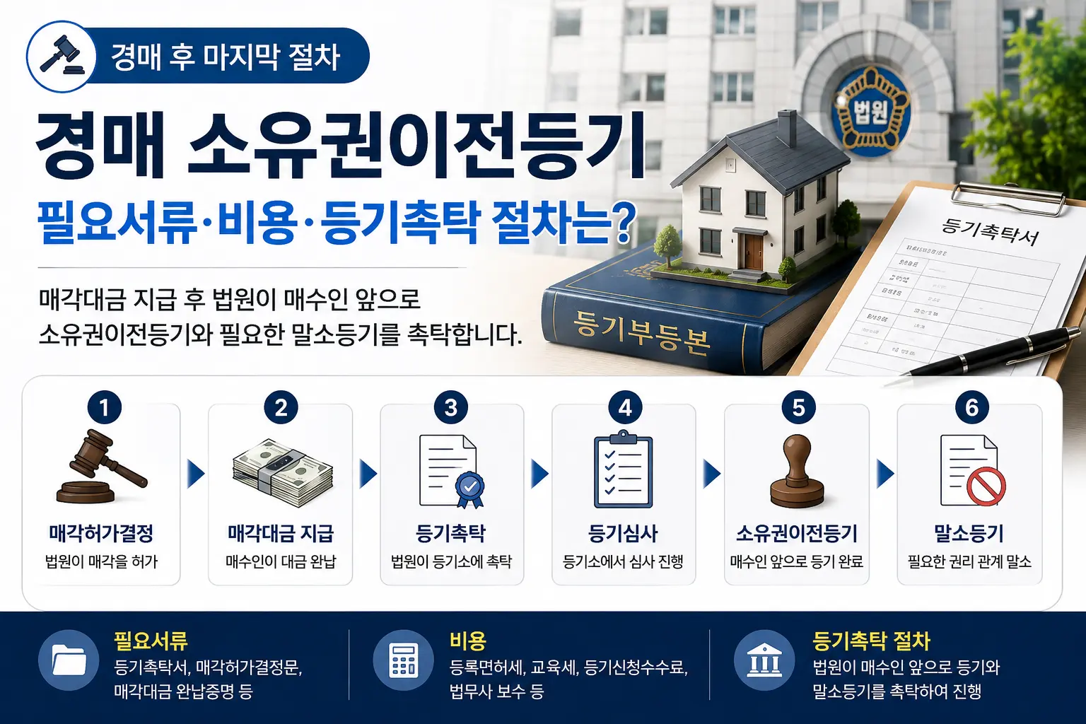 경매 소유권이전등기 절차 필요서류 비용 등기촉탁