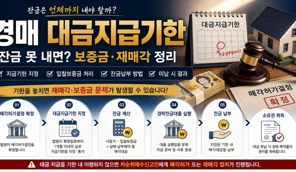 경매 대금지급기한 잔금납부 재매각 절차