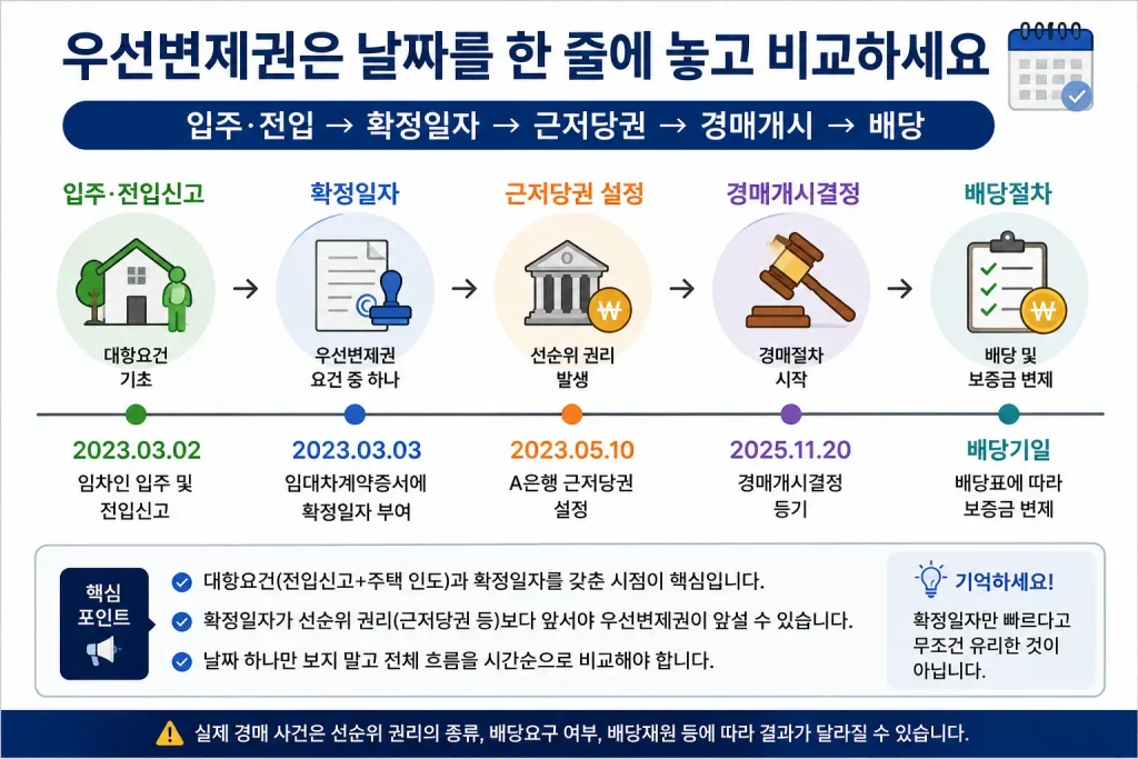경매 우선변제권 전입신고 확정일자 근저당권 날짜 비교
