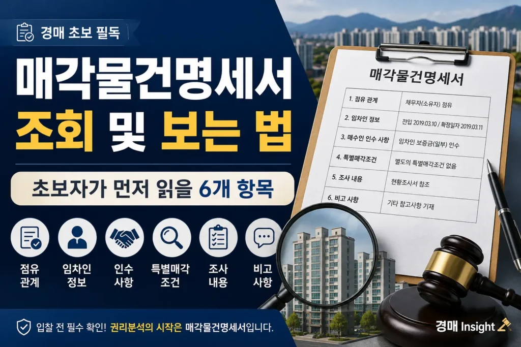 매각물건명세서 조회 및 보는 법을 설명하는 대표 이미지