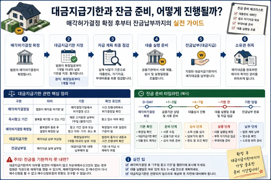 경매 매각허가결정 후 경락잔금대출 준비 일정