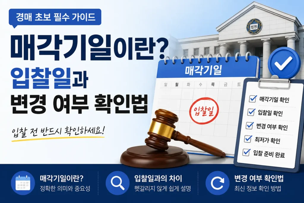 매각기일이란? 입찰일과 변경 여부 확인법|경매 초보 필수 가이드