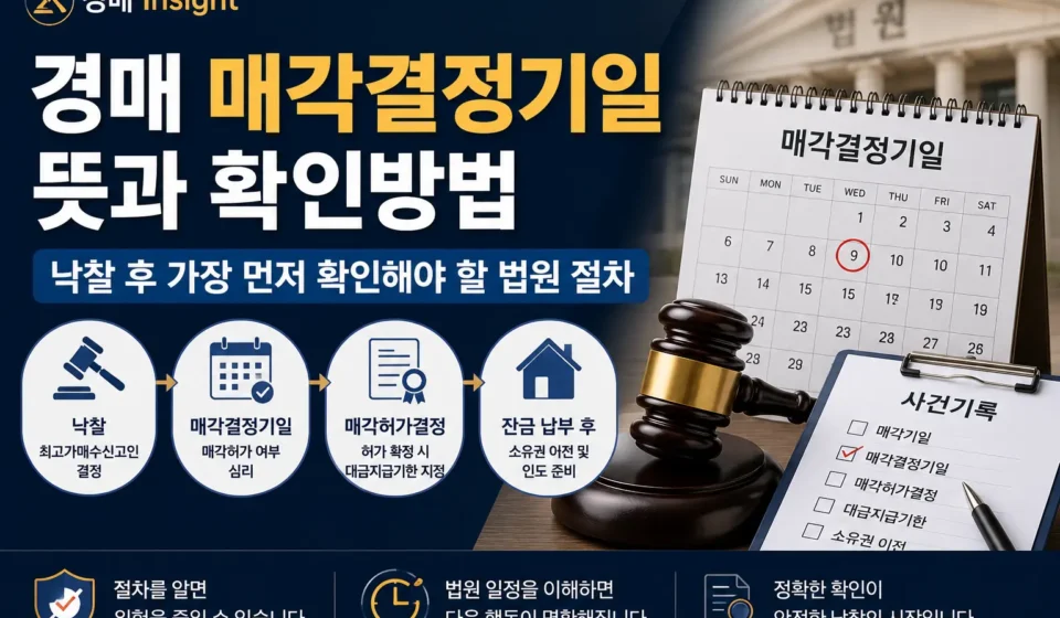 매각결정기일과 낙찰 후 법원 절차를 설명하는 대표 이미지