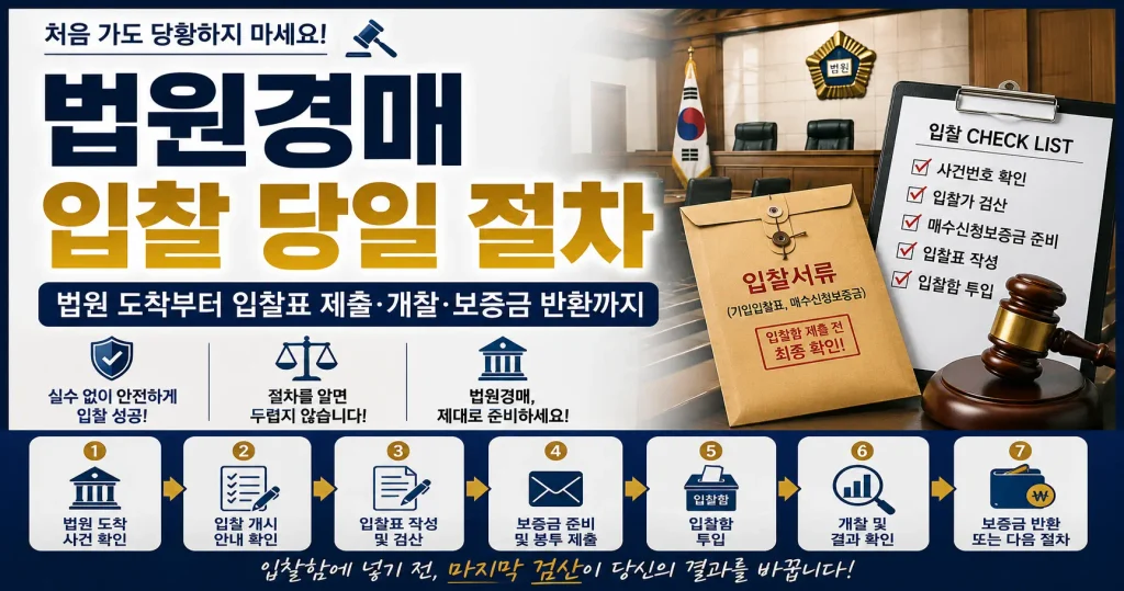 법원경매 입찰 당일 절차 입찰표 제출 개찰 보증금 반환