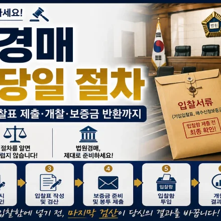 법원경매 입찰 당일 절차 입찰표 제출 개찰 보증금 반환