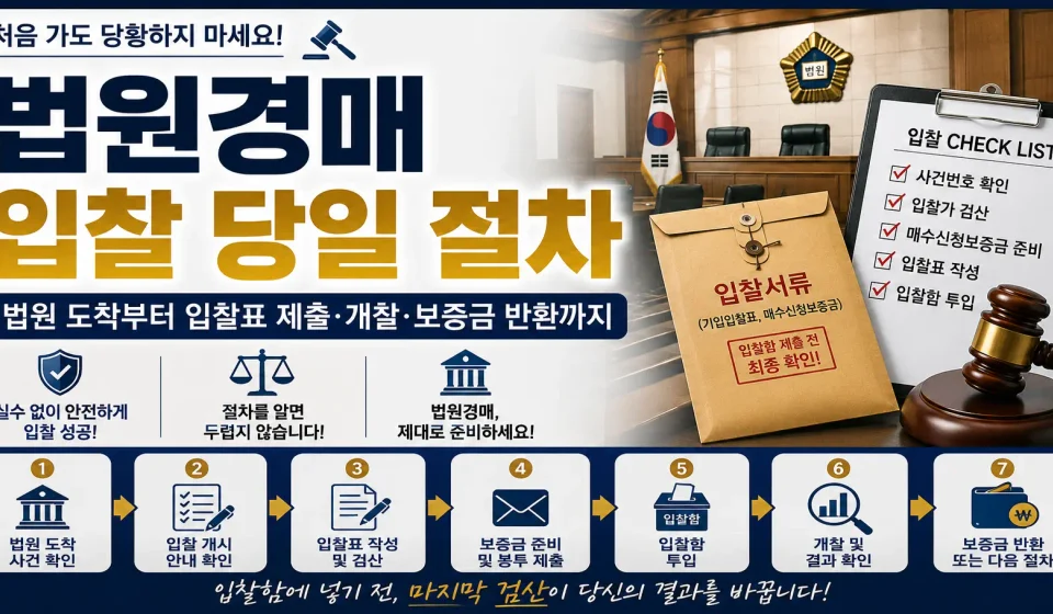 법원경매 입찰 당일 절차 입찰표 제출 개찰 보증금 반환