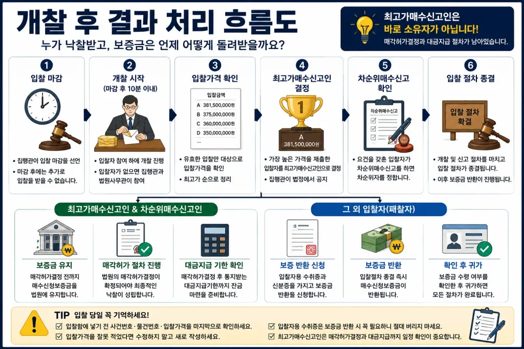 법원경매 개찰 최고가매수신고인 보증금 반환 절차