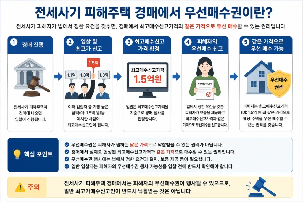전세사기 피해주택 경매에서 피해자의 우선매수권 행사 구조