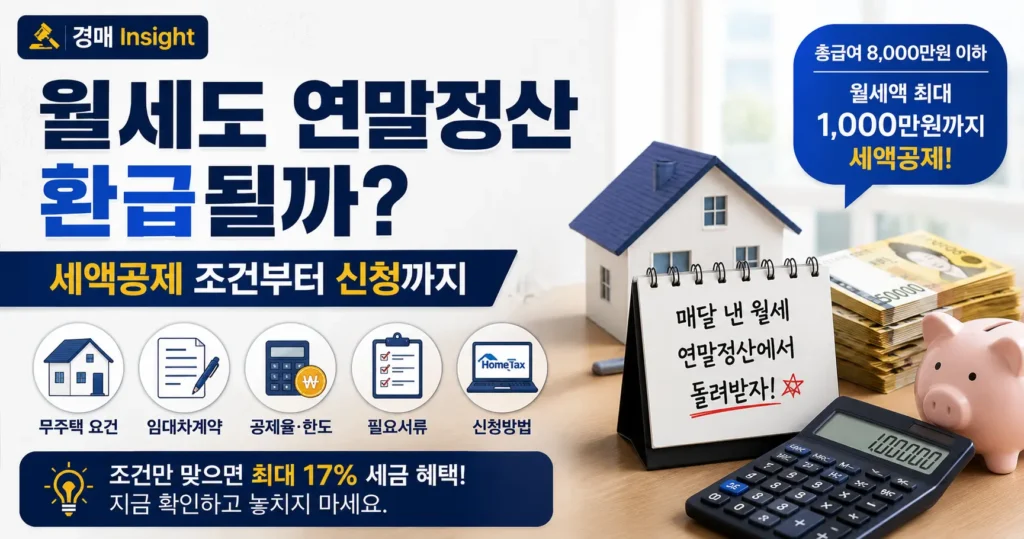 월세 연말정산 세액공제 조건과 신청방법을 설명하는 이미지