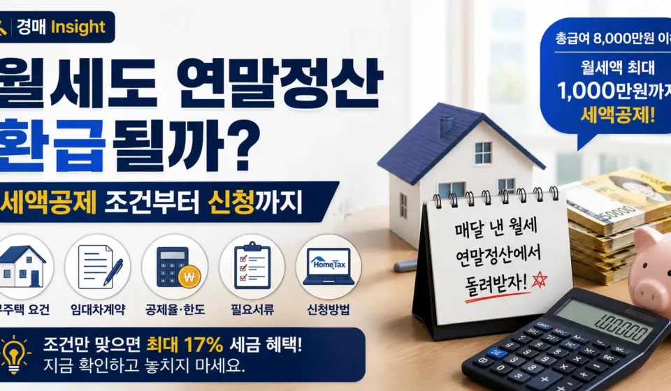 월세 연말정산 세액공제 조건과 신청방법을 설명하는 이미지