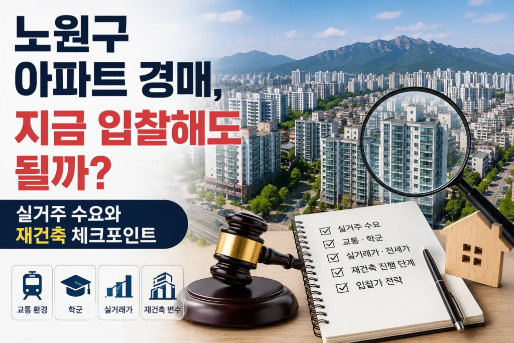 노원구 아파트 경매, 지금 입찰해도 될까? 실거주 수요와 재건축 체크포인트