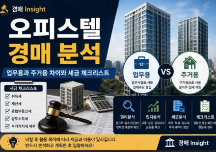 업무용과 주거용 오피스텔 경매를 비교하는 대표 이미지